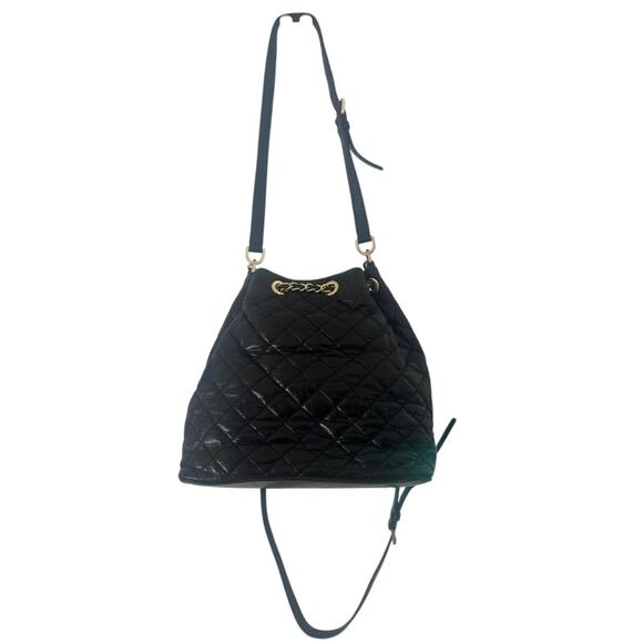Michael Kors Embossed Chain-Link Bucket Bag Black gold Bucket purse NWOT - Picture 10 of 14